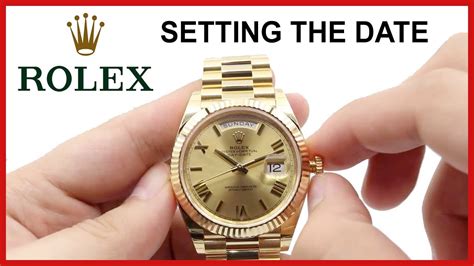 rolex date adjustment|setting a Rolex day date.